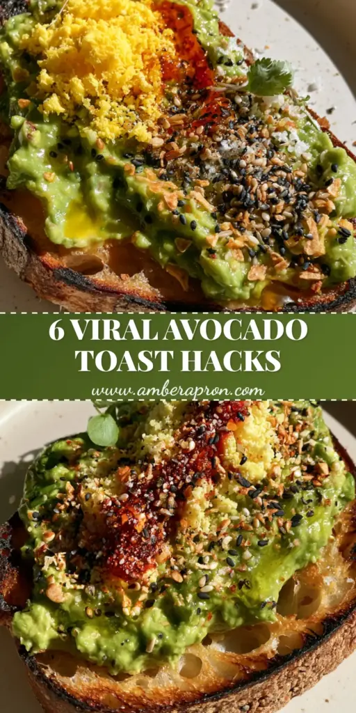A close-up of a thick slice of sourdough avocado toast with egg, topped with grated yellow egg snow and red chili oil. (avocado toast with egg)