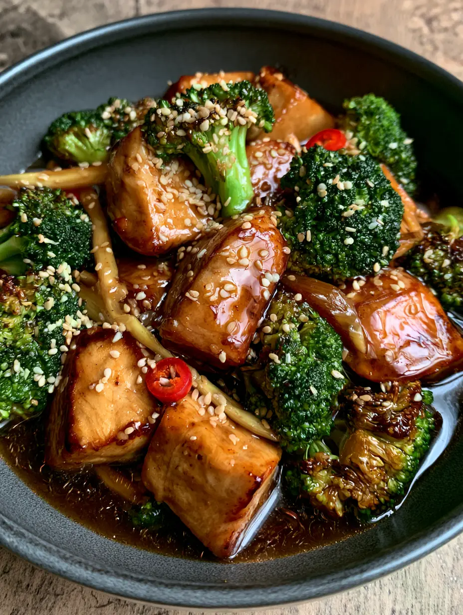 Steaming bowl of chicken and broccoli featuring golden chicken chunks and emerald broccoli. (chicken and broccoli)