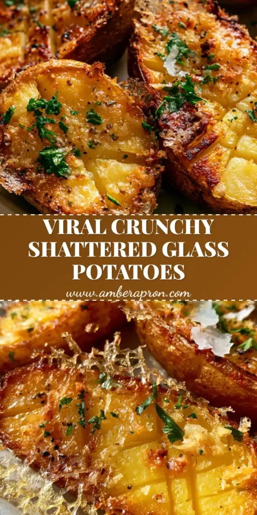 A close-up 45-degree angle shot of roasted Yukon Gold potato halves with a brittle shattered-glass parmesan crust on a matte white ceramic plate. (crispy Parmesan potatoes)