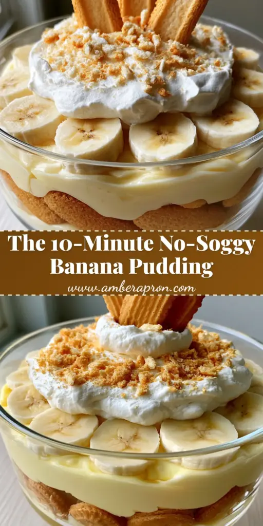 A tall glass trifle dish showing distinct layers of crisp vanilla wafers, pale yellow banana pastry cream, and fresh banana slices, topped with a cloud of whipped cream. (Homemade Banana Pudding)
