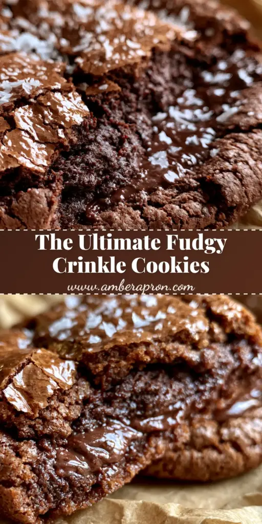Brownie Cookies: The Ultimate Fudgy Crinkle Top Recipe 4 A close-up of several brownie cookies on crumpled parchment paper showing shiny crinkle tops and sea salt crystals.