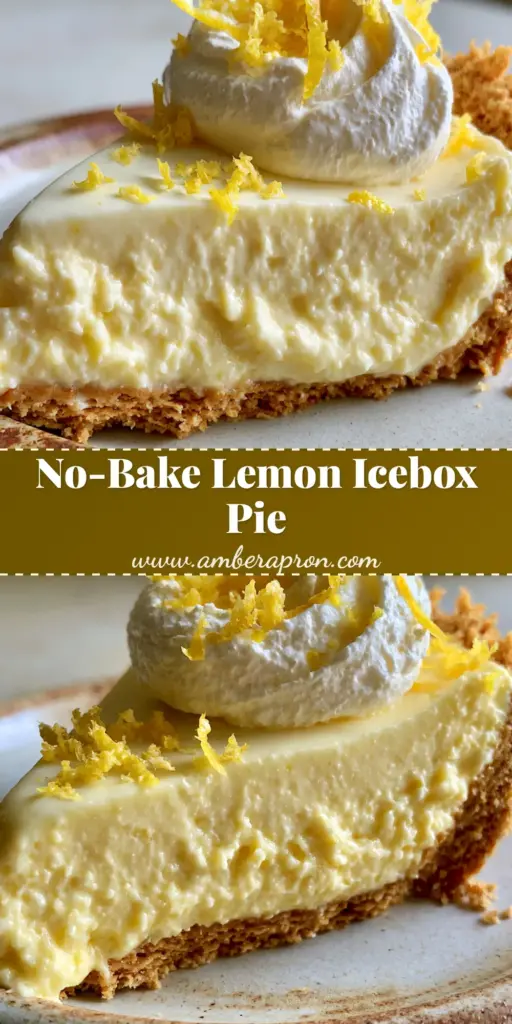 A handheld smartphone photo of a slice of no-bake lemon pie showing the dense pale-yellow filling and thick graham cracker crust.