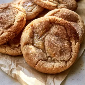 Close-up of Brown sugar cinnamon cookies showing glistening moist centers and crisp caramelized edges.