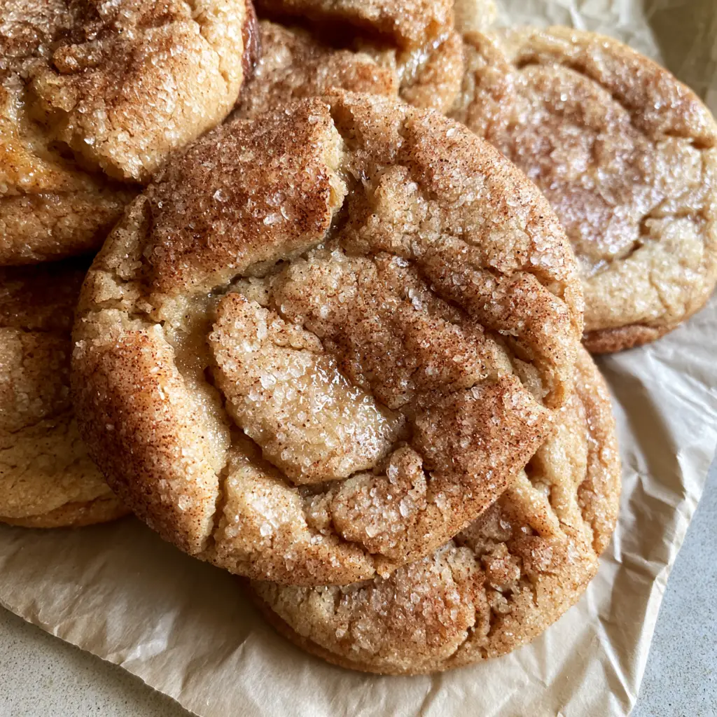 A cluster of Brown sugar cinnamon cookies on a concrete background with soft natural lighting.