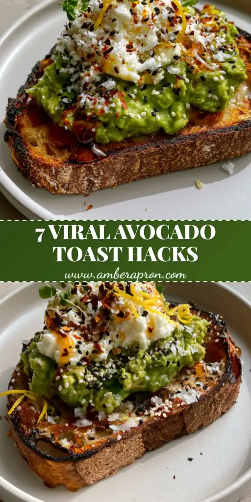 A handheld photo of gourmet avocado toast on sourdough with grated egg and hot honey drizzle. (avocado toast recipes)