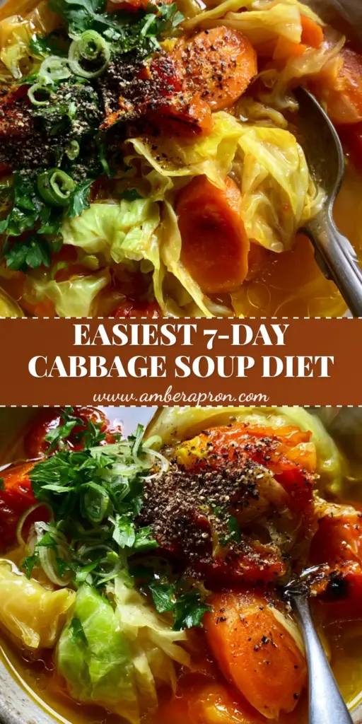 A rustic bowl of vibrant cabbage soup with fire-roasted tomatoes and herbs for a cabbage soup diet plan.