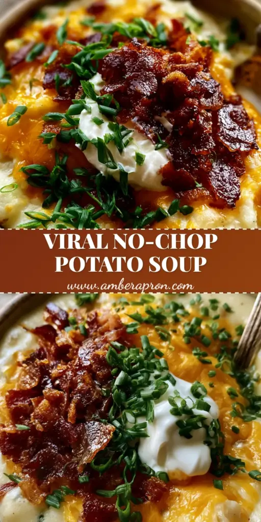 A rustic ceramic bowl of thick Crockpot Potato Soup topped with sharp cheddar, crispy mahogany bacon, and green onions. (Crockpot Potato Soup)